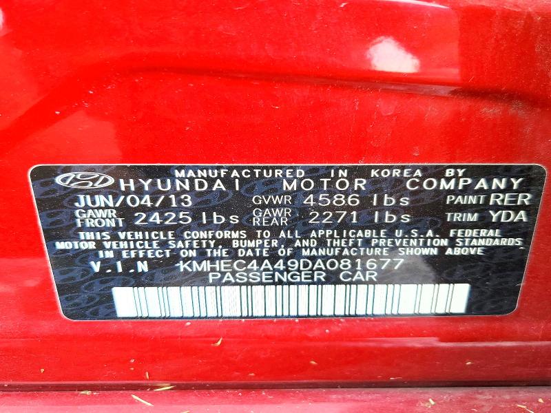 69952666 :رقم المزاد ، KMHEC4A49DA081677 vin ، 2013 Hyundai Sonata مزاد بيع