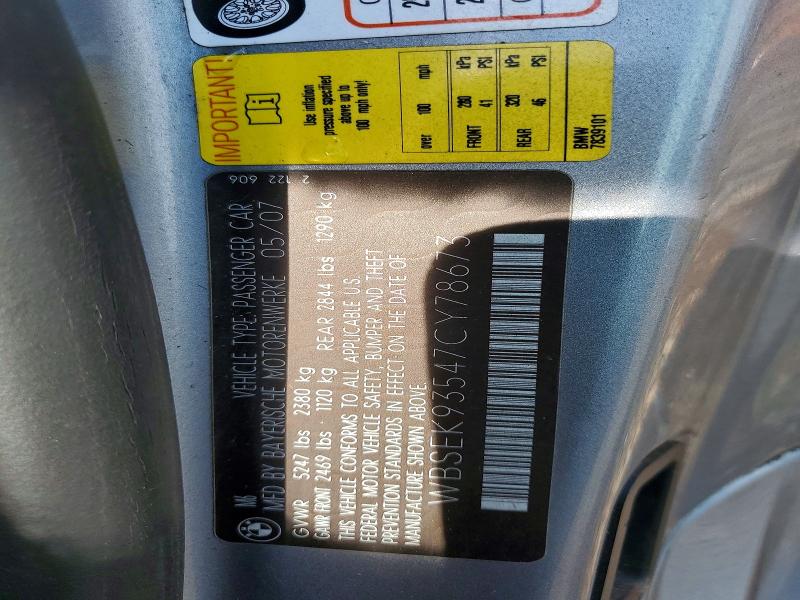 Aukcja sprzedaży 2007 Bmw M6, vin: WBSEK93547CY78673, numer aukcji: 67253996