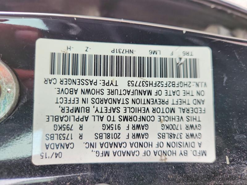 69439556 :رقم المزاد ، 2HGFB2F52FH537753 vin ، 2015 Honda Civic مزاد بيع