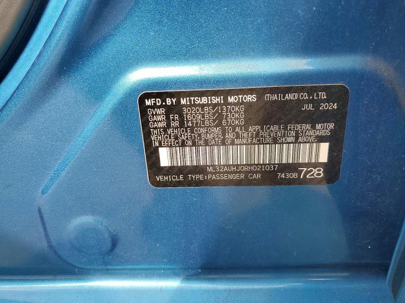 Aukcja sprzedaży 2024 Mitsubishi Mirage, vin: ML32AUHJ0RH021037, numer aukcji: 69979736