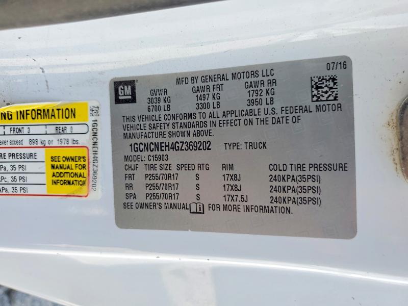 Aukcja sprzedaży 2016 Chevrolet Silverado, vin: 1GCNCNEH4GZ369202, numer aukcji: 68999656