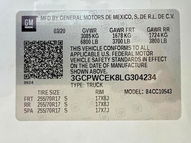 2020 Chevrolet Silverado მანქანა იყიდება აუქციონზე, vin: 3GCPWCEK8LG304234, აუქციონის ნომერი: 69003756