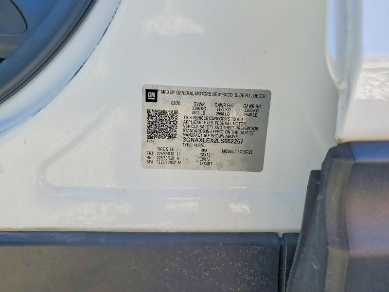 Продаж на аукціоні авто 2020 Chevrolet Equinox, vin: 3GNAXLEX2LS652257, номер лоту: 68558606