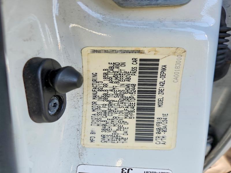 71225756 :رقم المزاد ، 5YFBU4EE1DP152440 vin ، 2013 Toyota Corolla مزاد بيع