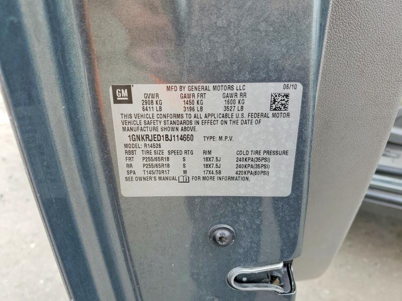 2011 Chevrolet Traverse მანქანა იყიდება აუქციონზე, vin: 1GNKRJED1BJ114660, აუქციონის ნომერი: 70913356