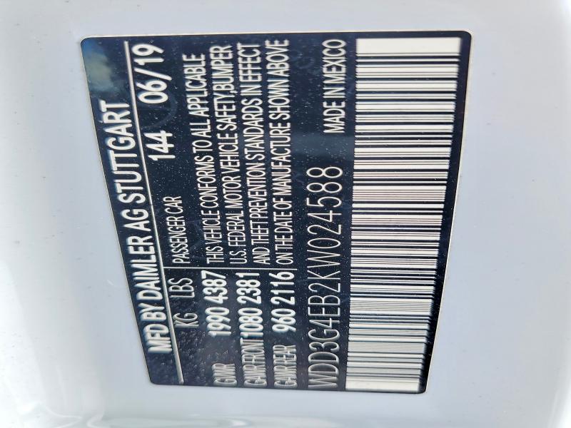 Aukcja sprzedaży 2019 Mercedes-benz A, vin: WDD3G4EB2KW024588, numer aukcji: 70131016