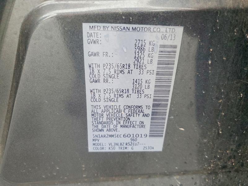Auction sale of the 2014 Nissan Pathfinder, vin: 5N1AR2MM5EC601019, lot number: 67420136