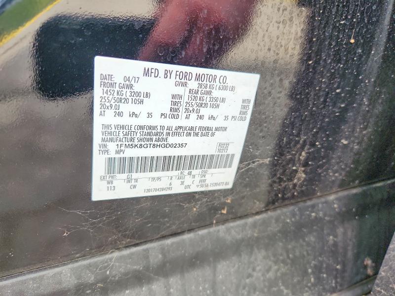 2017 Ford Explorer მანქანა იყიდება აუქციონზე, vin: 1FM5K8GT8HGD02357, აუქციონის ნომერი: 67423796