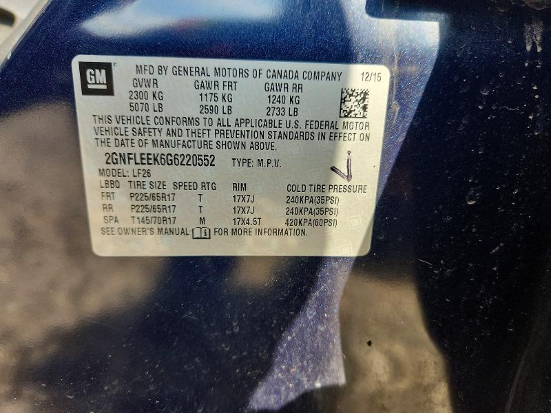 Auction sale of the 2016 Chevrolet Equinox, vin: 2GNFLEEK6G6220552, lot number: 67687786