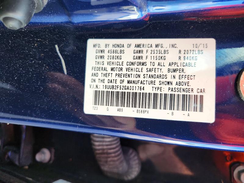 2016 Acura Tlx მანქანა იყიდება აუქციონზე, vin: 19UUB2F52GA001764, აუქციონის ნომერი: 67396116