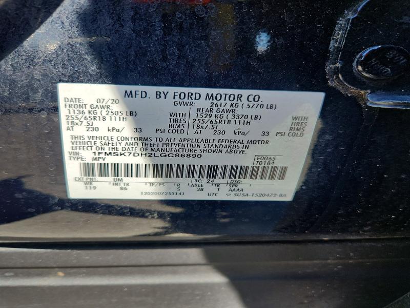 Продажа на аукционе авто 2020 Ford Explorer, vin: 1FMSK7DH2LGC86890, номер лота: 67741236