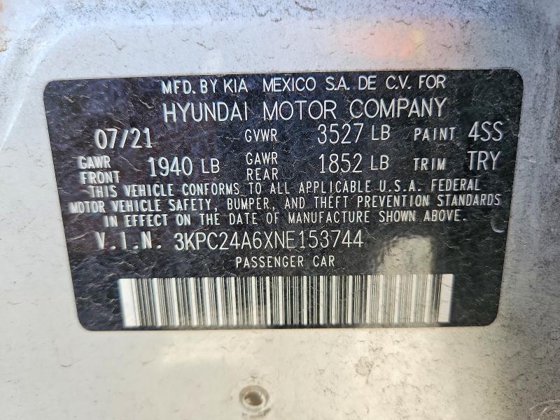 Aukcja sprzedaży 2022 Hyundai Accent, vin: 3KPC24A6XNE153744, numer aukcji: 70916366