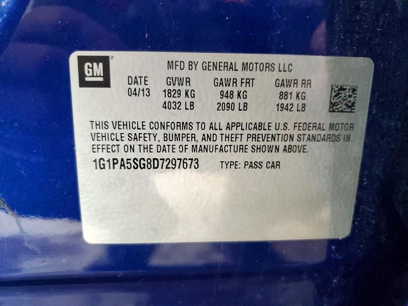 Aukcja sprzedaży 2013 Chevrolet Cruze, vin: 1G1PA5SG8D7297673, numer aukcji: 68398896