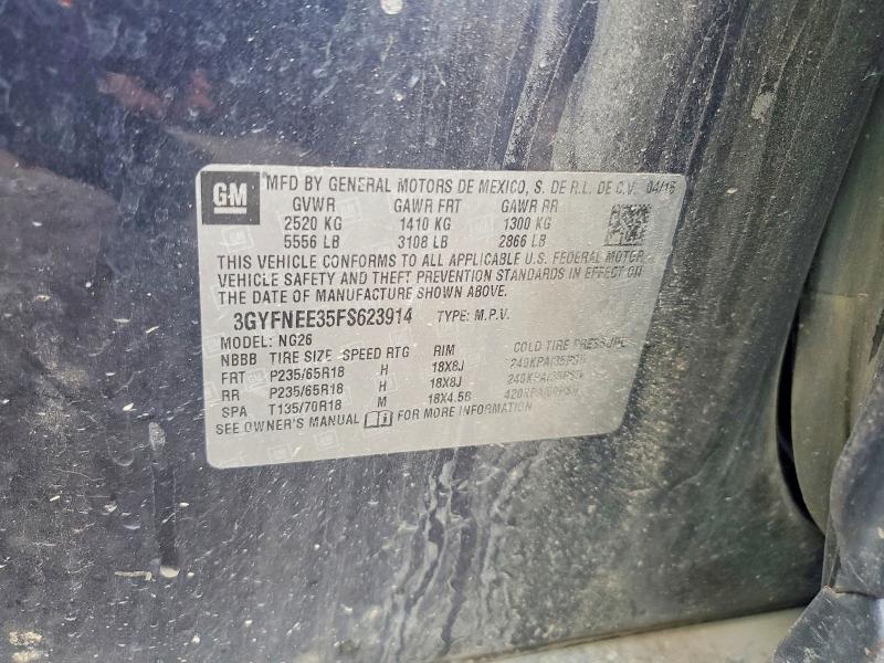 2015 Cadillac Srx მანქანა იყიდება აუქციონზე, vin: 3GYFNEE35FS623914, აუქციონის ნომერი: 70849236