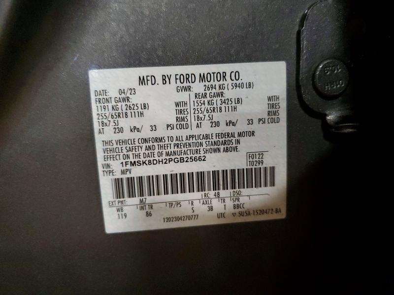 68024436 :رقم المزاد ، 1FMSK8DH2PGB25662 vin ، 2023 Ford Explorer مزاد بيع