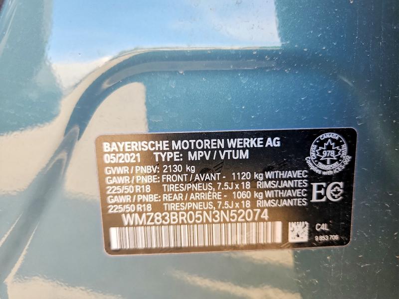 Продаж на аукціоні авто 2022 Mini Cooper, vin: WMZ83BR05N3N52074, номер лоту: 69163586
