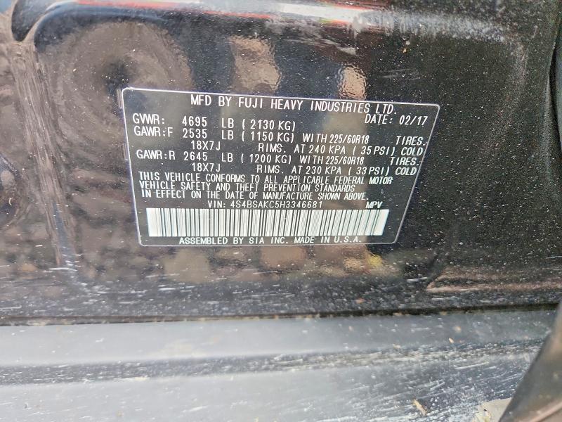 Aukcja sprzedaży 2017 Subaru Outback, vin: 4S4BSAKC5H3346681, numer aukcji: 70711516