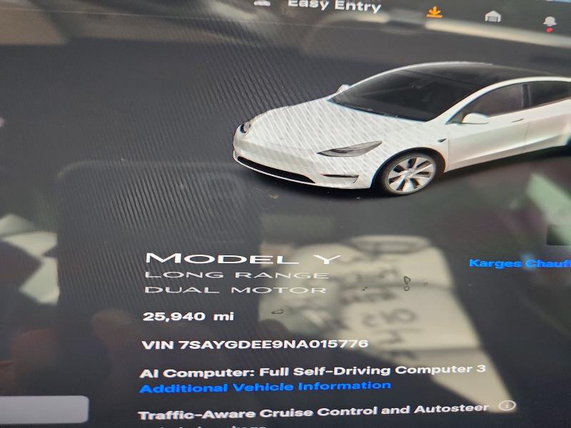 2022 Tesla Model Y მანქანა იყიდება აუქციონზე, vin: 7SAYGDEE9NA015776, აუქციონის ნომერი: 69393576