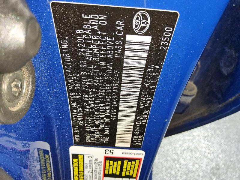 2023 Toyota Camry მანქანა იყიდება აუქციონზე, vin: 4T1G11AK6PU082347, აუქციონის ნომერი: 66984316