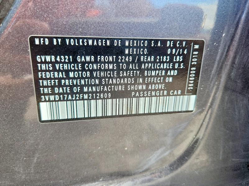 69590416 :رقم المزاد ، 3VWD17AJ2FM212609 vin ، 2015 Volkswagen Jetta مزاد بيع