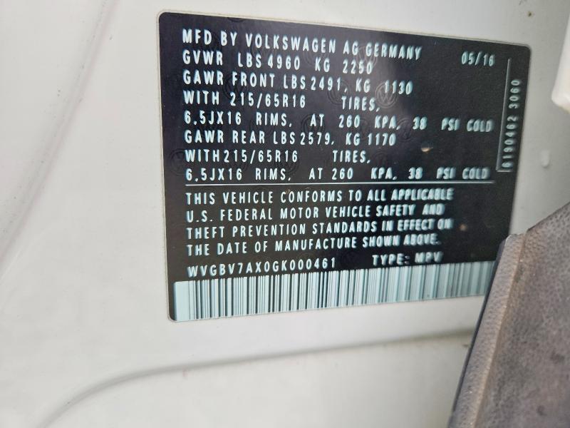 Продаж на аукціоні авто 2016 Volkswagen Tiguan, vin: WVGBV7AX0GK000461, номер лоту: 69353776