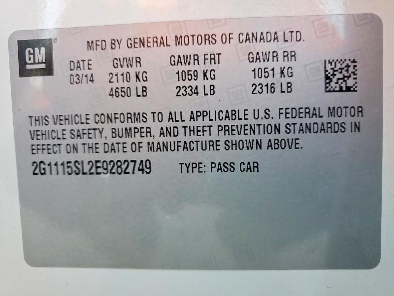67795626 :رقم المزاد ، 2G1115SL2E9282749 vin ، 2014 Chevrolet Impala مزاد بيع
