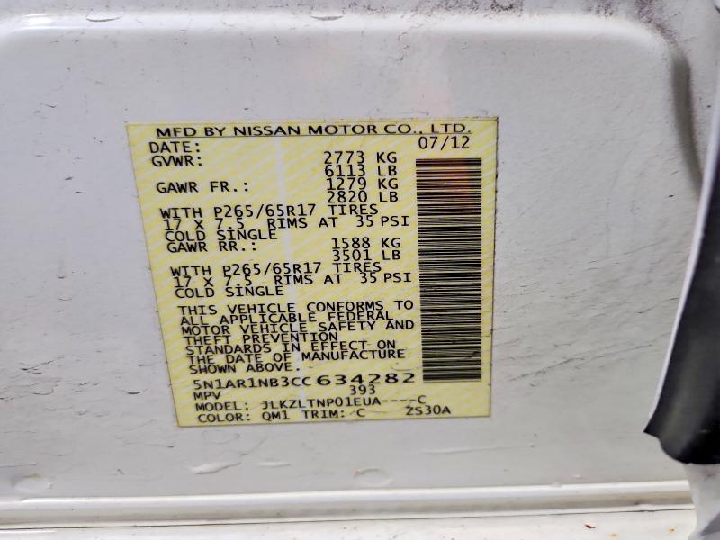 Auction sale of the 2012 Nissan Pathfinder, vin: 5N1AR1NB3CC634282, lot number: 70786996