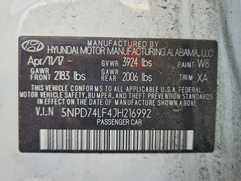 Продажа на аукционе авто 2018 Hyundai Elantra, vin: 5NPD74LF4JH216992, номер лота: 67513886
