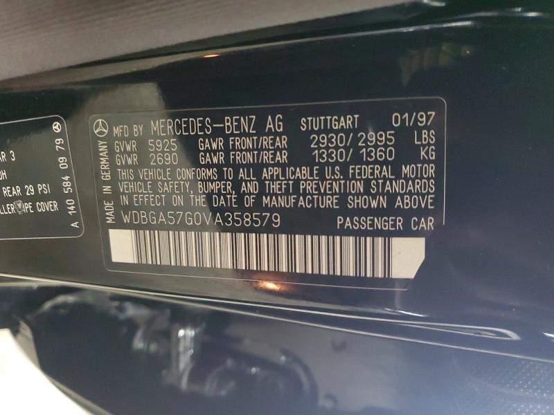69068186 :رقم المزاد ، WDBGA57G0VA358579         vin ، 1997 Mercedes-benz S مزاد بيع
