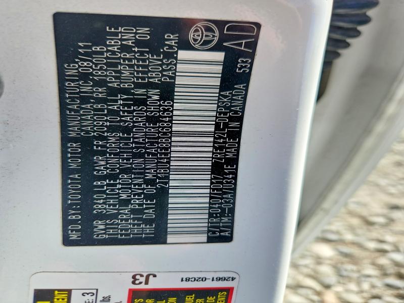67853096 :رقم المزاد ، 2T1BU4EE8BC684636 vin ، 2011 Toyota Corolla مزاد بيع