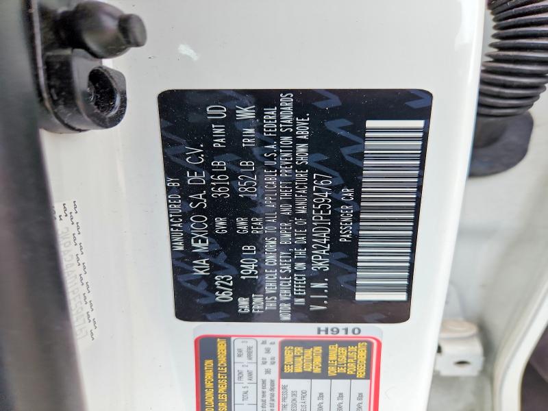 69972246 :رقم المزاد ، 3KPA24AD1PE594767 vin ، 2023 Kia Rio مزاد بيع