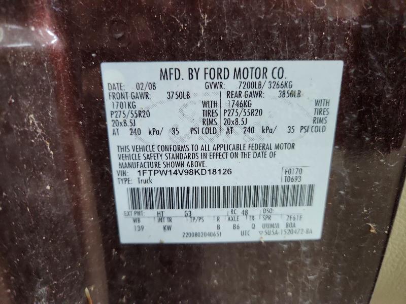 Aukcja sprzedaży 2008 Ford F150, vin: 1FTPW14V98KD18126, numer aukcji: 68825956