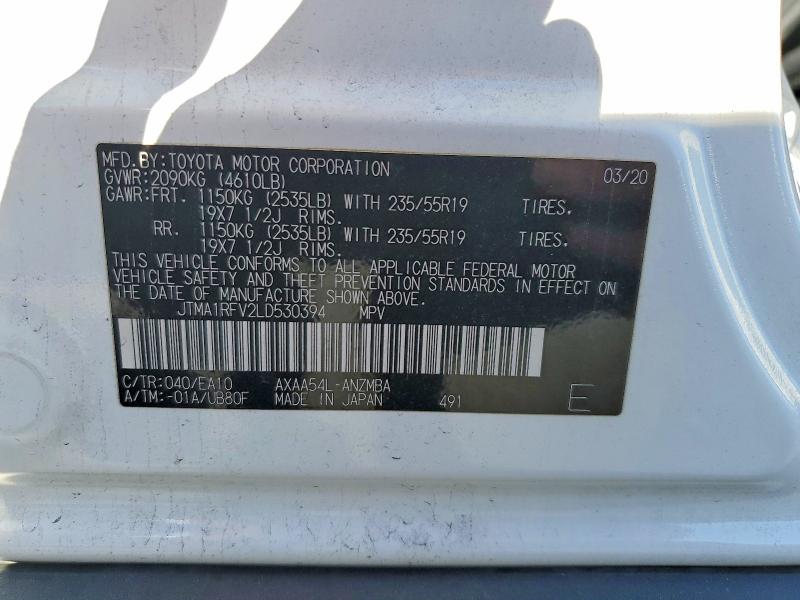 2020 Toyota Rav4 მანქანა იყიდება აუქციონზე, vin: JTMA1RFV2LD530394, აუქციონის ნომერი: 68207086