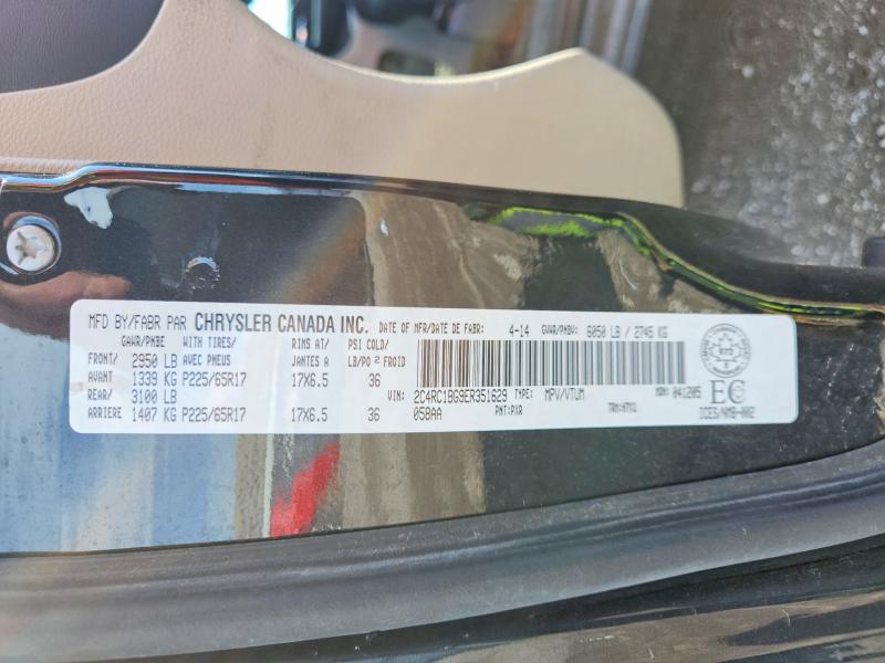64102716 :رقم المزاد ، 2C4RC1BG9ER351629 vin ، 2014 Chrysler Town & Country مزاد بيع