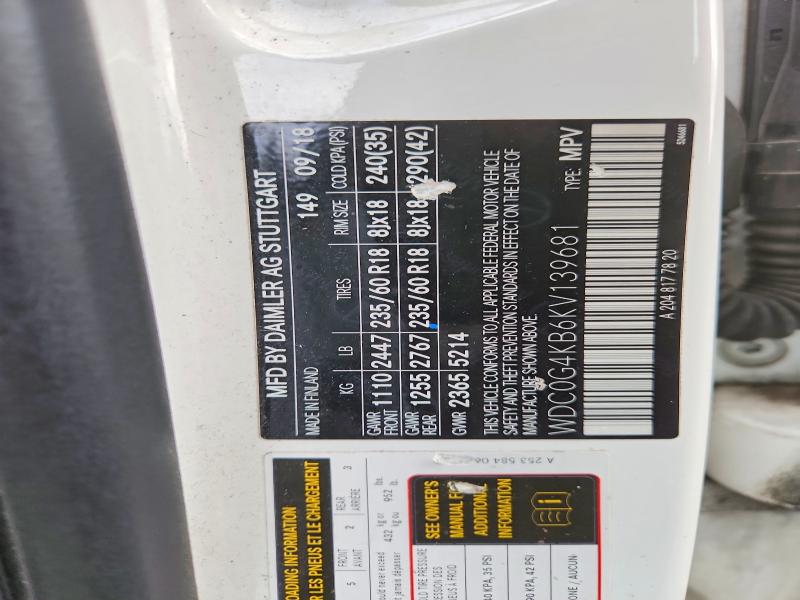 68882566 :رقم المزاد ، WDC0G4KB6KV139681 vin ، 2019 Mercedes-benz Glc مزاد بيع