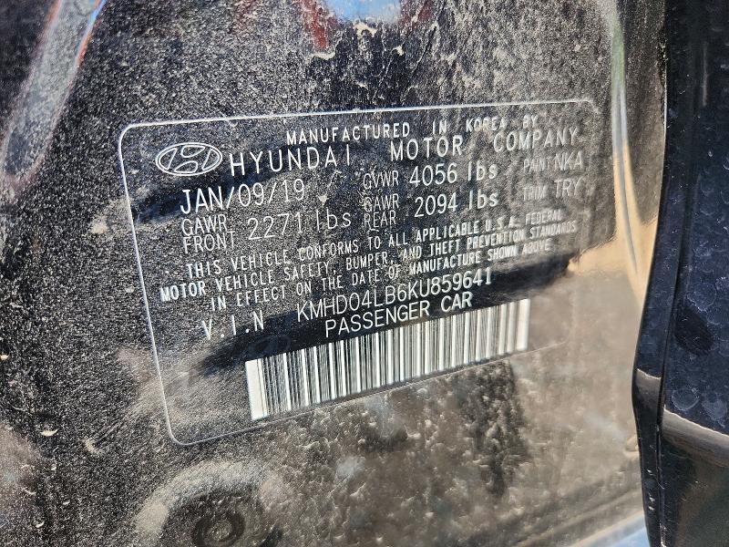 Продажа на аукционе авто 2019 Hyundai Elantra, vin: KMHD04LB6KU859641, номер лота: 67981306
