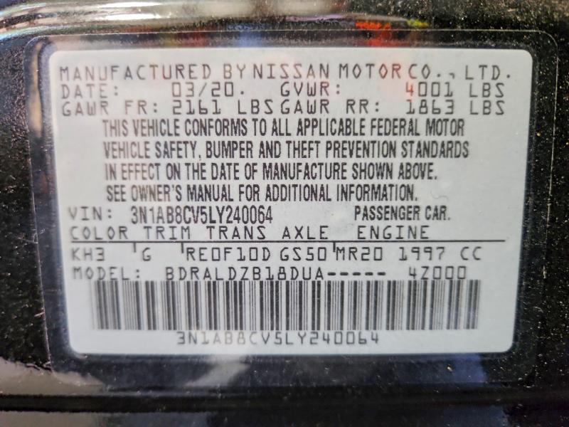 Auction sale of the 2020 Nissan Sentra, vin: 3N1AB8CV5LY240064, lot number: 68940316