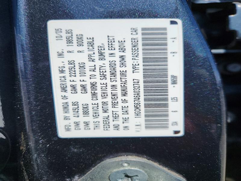 Aukcja sprzedaży 2006 Honda Accord, vin: 1HGCM56746A032747, numer aukcji: 70469846