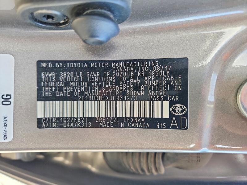 2018 Toyota Corolla მანქანა იყიდება აუქციონზე, vin: 2T1BURHEXJC971273, აუქციონის ნომერი: 67744636