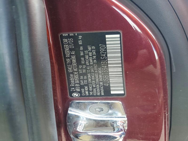 2003 Bmw Z4 მანქანა იყიდება აუქციონზე, vin: 4USBT33413LS42907, აუქციონის ნომერი: 70024756