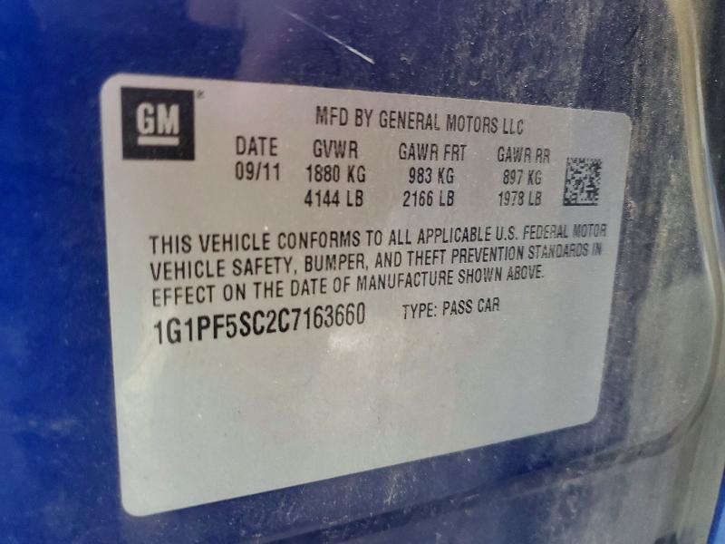 2012 Chevrolet Cruze მანქანა იყიდება აუქციონზე, vin: 1G1PF5SC2C7163660, აუქციონის ნომერი: 68173436