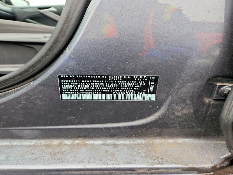 67929336 :رقم المزاد ، 3VW2K7AJ4FM252453 vin ، 2015 Volkswagen Jetta مزاد بيع