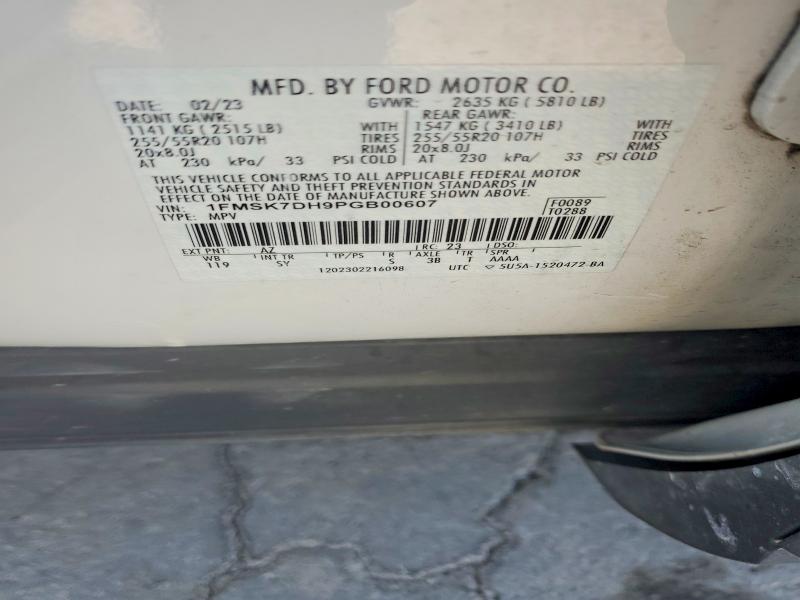67789726 :رقم المزاد ، 1FMSK7DH9PGB00607 vin ، 2023 Ford Explorer مزاد بيع
