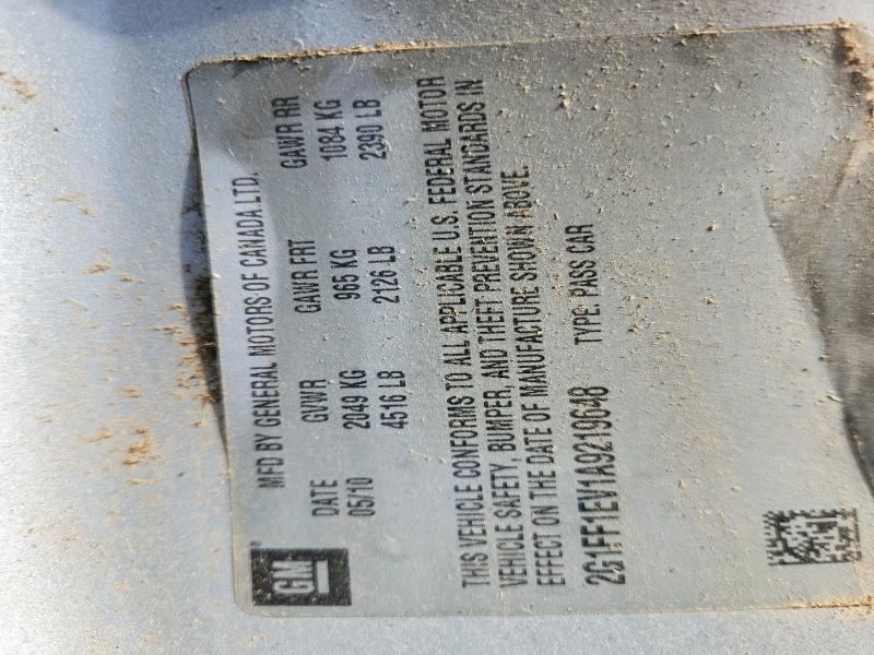 70459036 :رقم المزاد ، 2G1FF1EV1A9219648 vin ، 2010 Chevrolet Camaro مزاد بيع