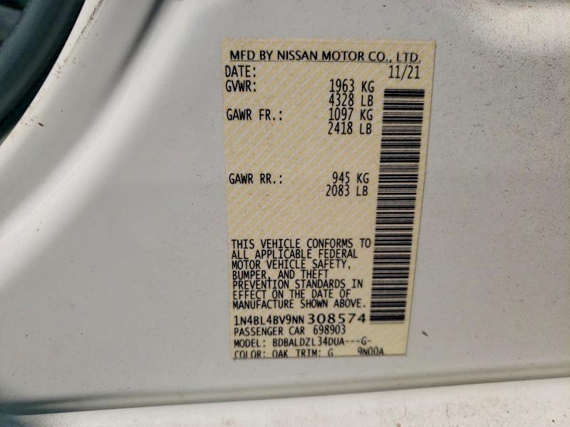 Aukcja sprzedaży 2022 Nissan Altima, vin: 1N4BL4BV9NN308574, numer aukcji: 67328606