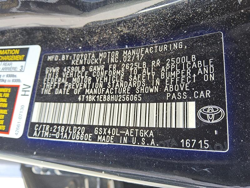 67033176 :رقم المزاد ، 4T1BK1EB8HU256065 vin ، 2017 Toyota Avalon مزاد بيع
