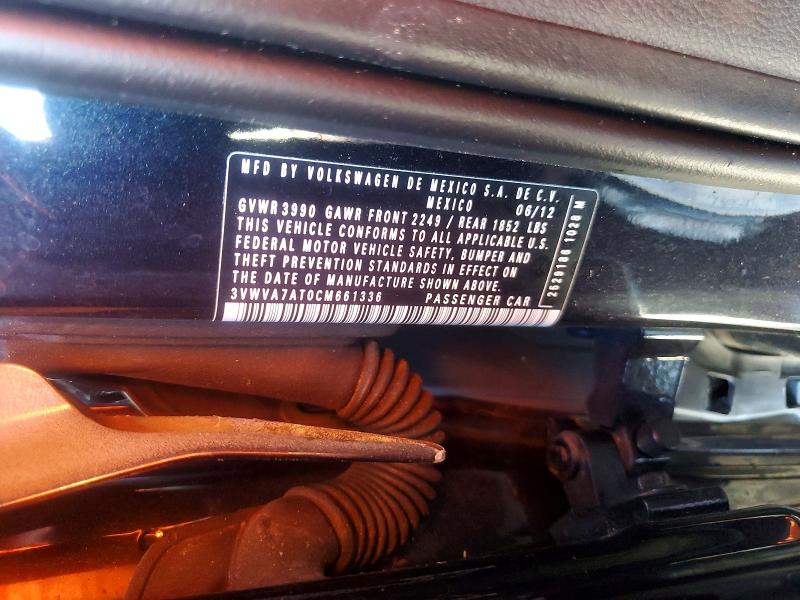 67664896 :رقم المزاد ، 3VWVA7AT0CM661336 vin ، 2012 Volkswagen Beetle مزاد بيع