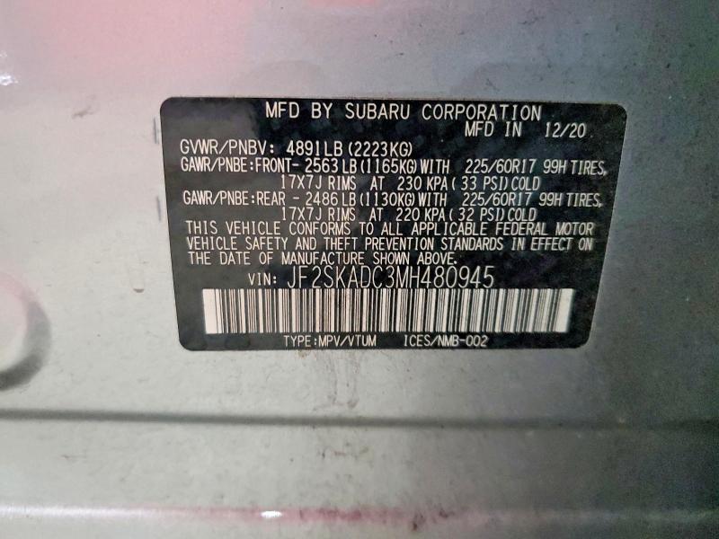 Продажа на аукционе авто 2021 Subaru Forester, vin: JF2SKADC3MH480945, номер лота: 67969196