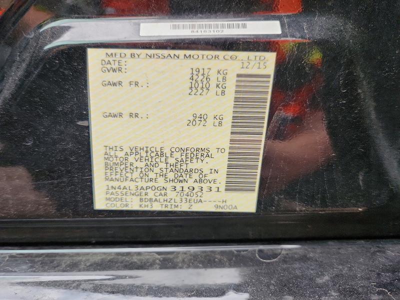2016 Nissan Altima მანქანა იყიდება აუქციონზე, vin: 1N4AL3AP0GN319331, აუქციონის ნომერი: 69121706
