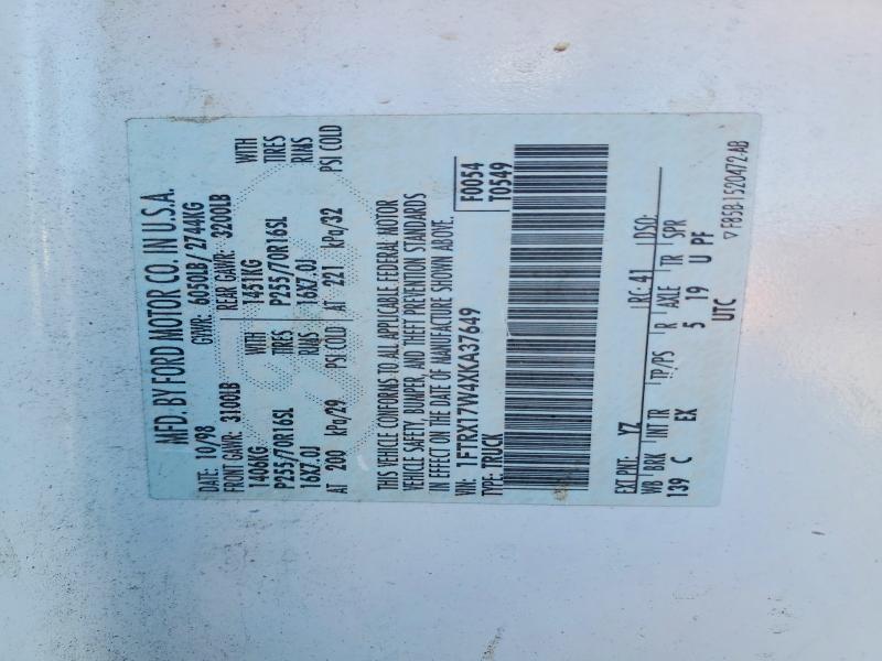 69094266 :رقم المزاد ، 1FTRX17W4XKA37649 vin ، 1999 Ford F150 مزاد بيع